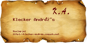 Klecker András névjegykártya